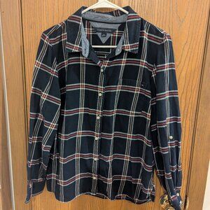 Tommy Hilfiger Plaid Long Sleeve Collar Button Shirt-Women's LG